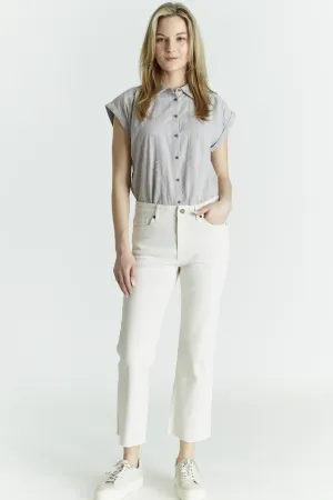 Freya Vanilla Denim Micro Flair Crop Pant