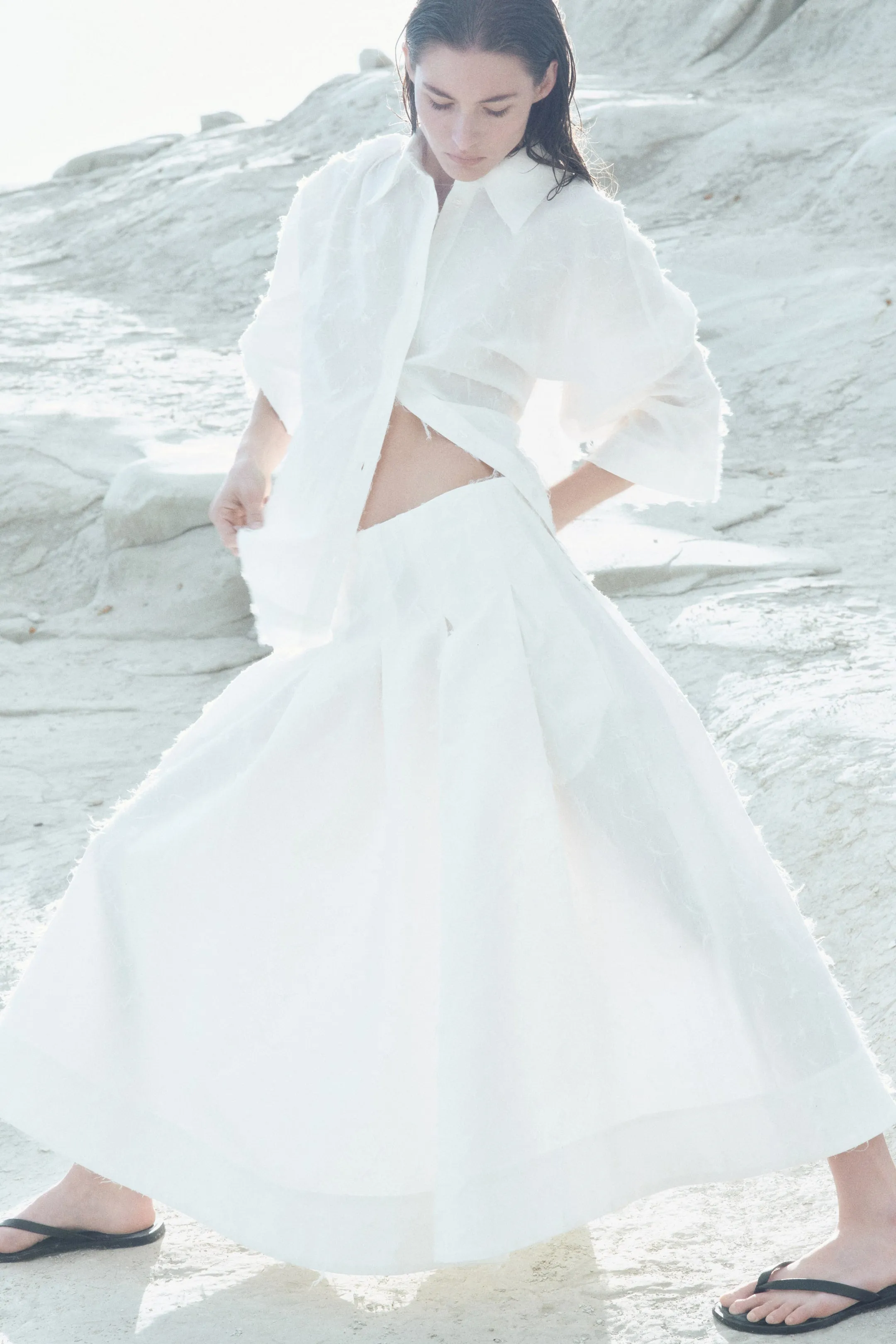 Fringed A-line skirt