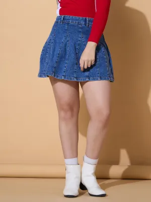 Girls Blue Blast Denim Flared Mini Skirt