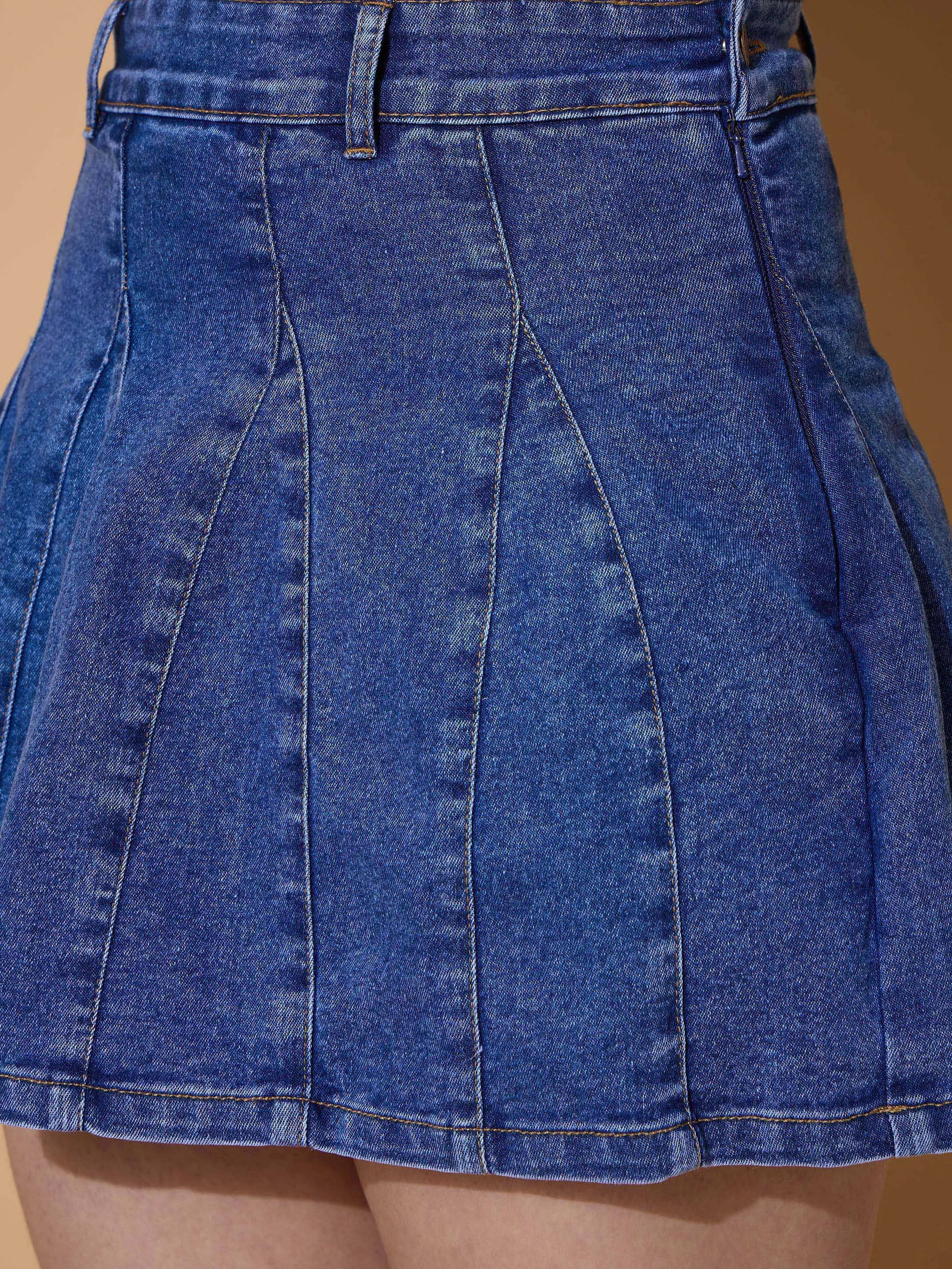 Girls Blue Blast Denim Flared Mini Skirt