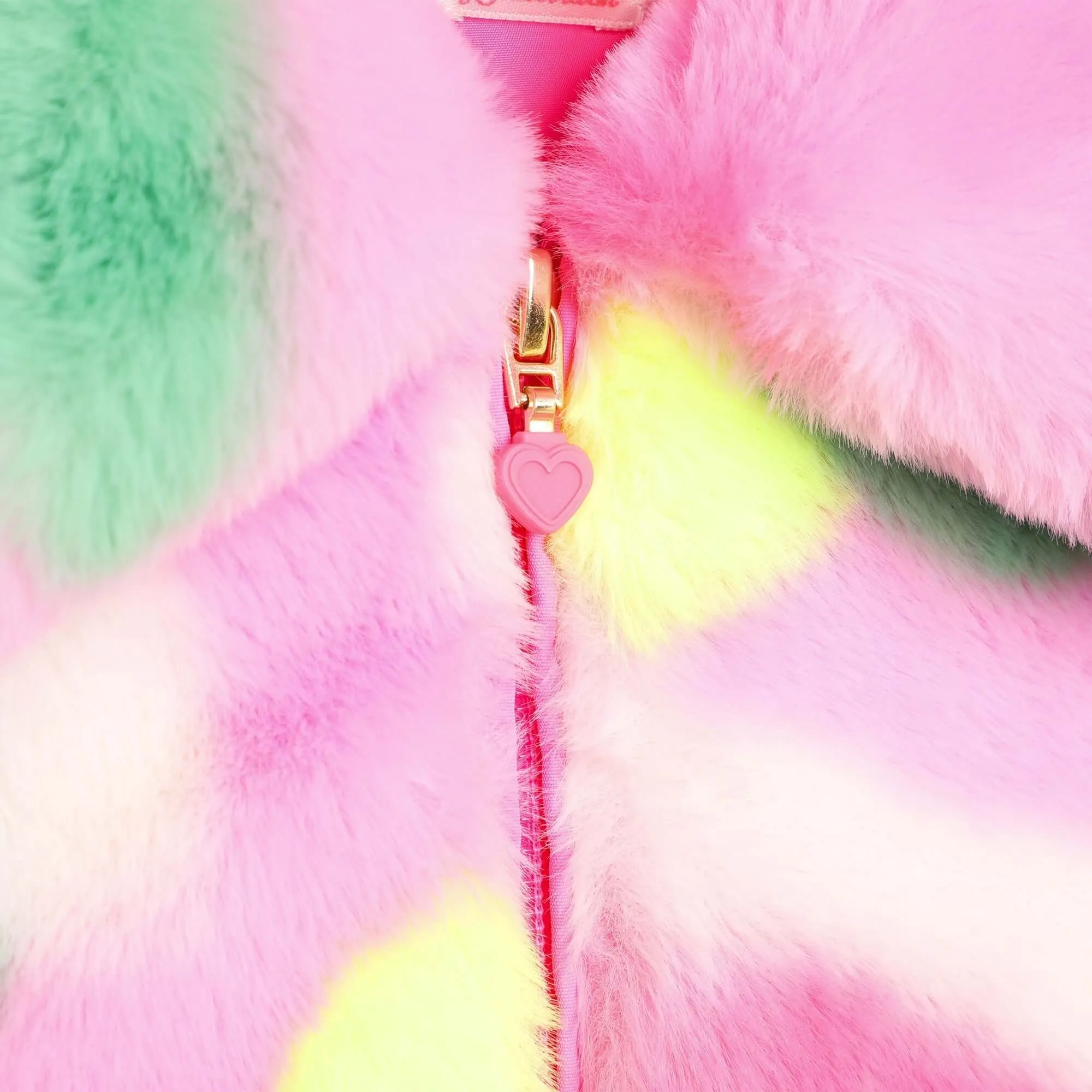 Girls Pink Faux Fur Coat