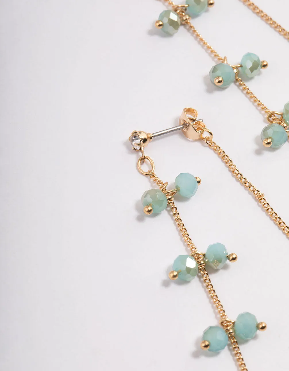 Gold Diamante Drop Bead Chain Earrings