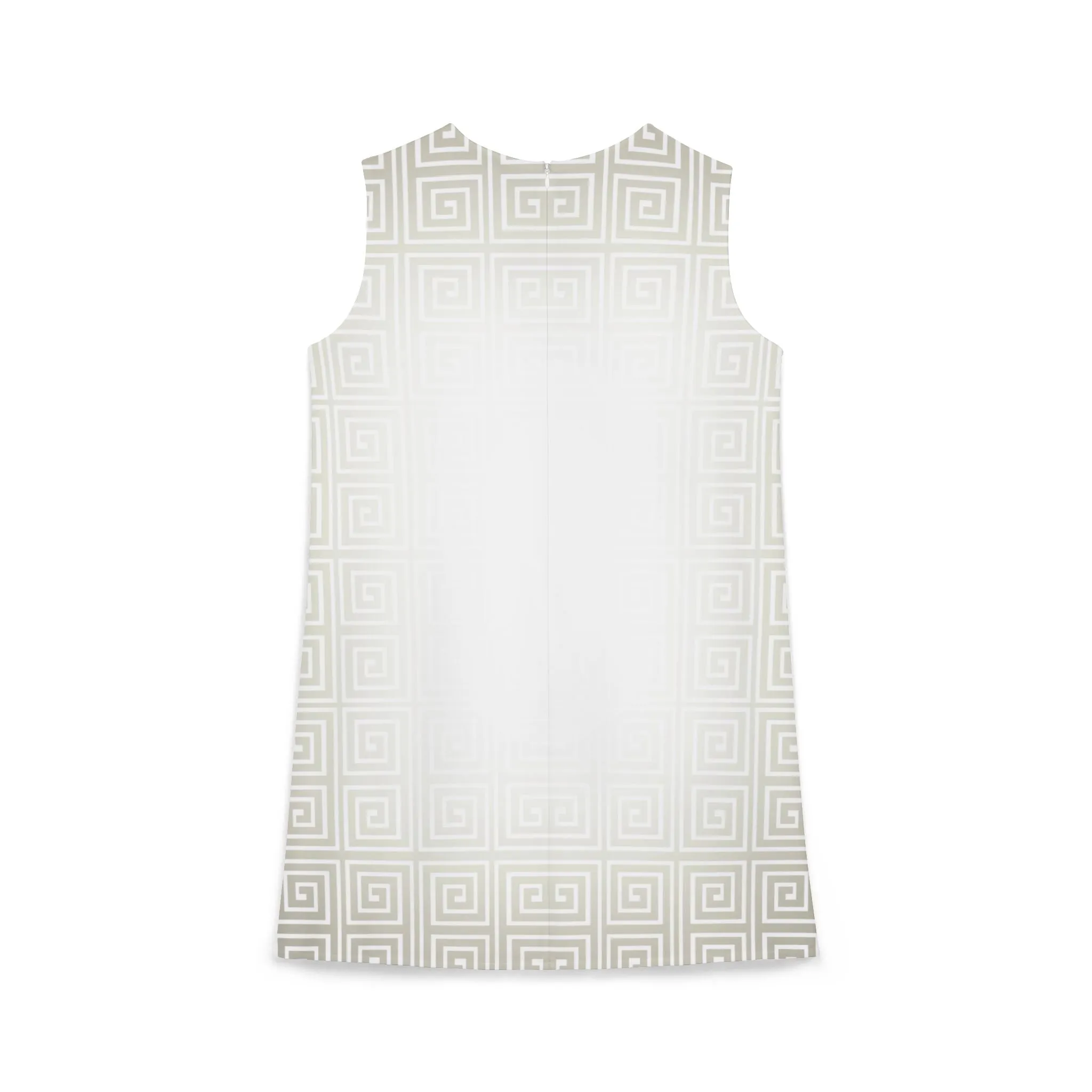 Greek Key Cream White A-line Sleeveless Dress