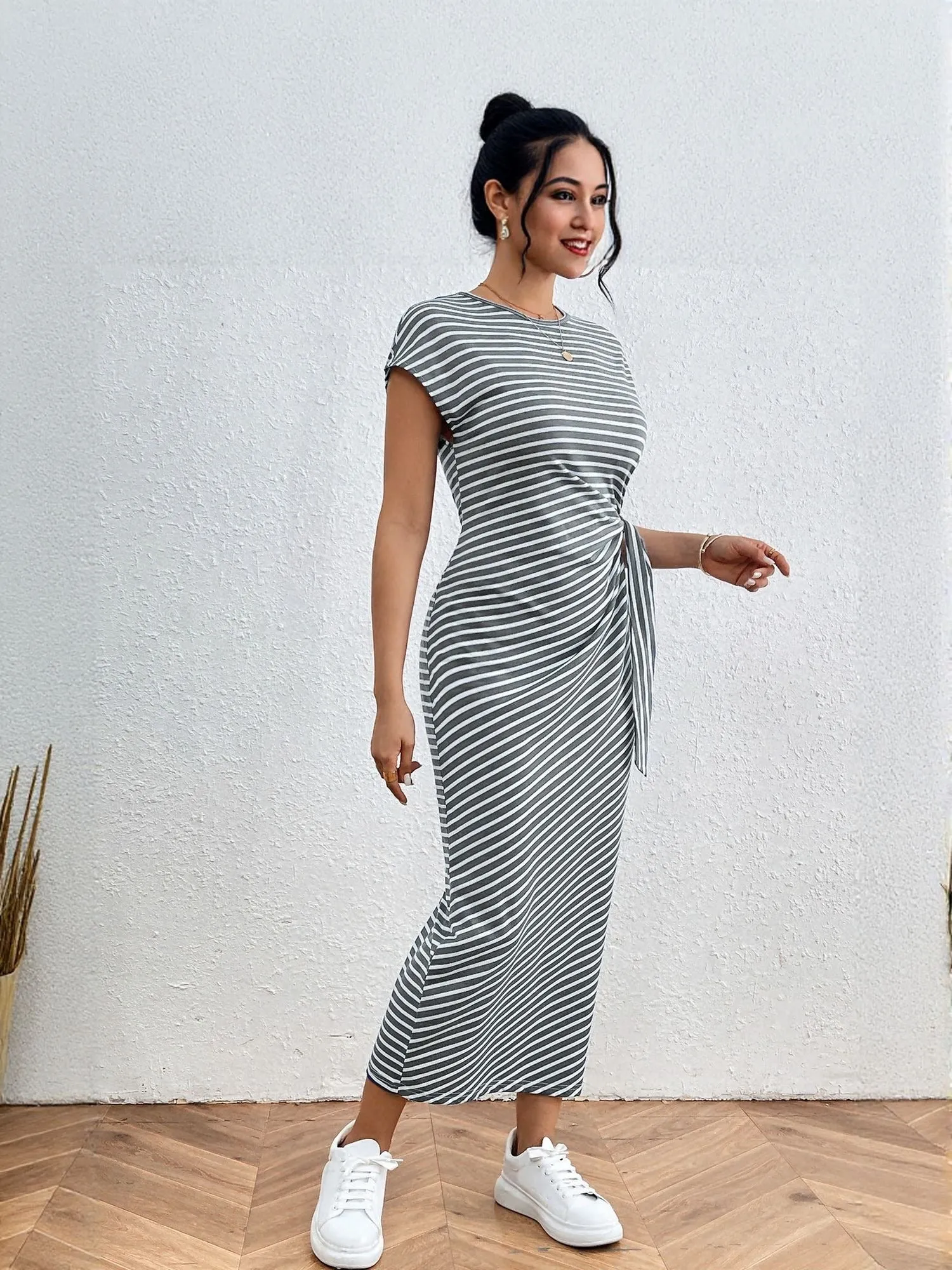 Grey Sleeveless Side Slit Maxi Dress
