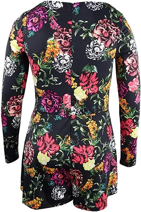 GUESS Women's Long Sleeve Laurena Romper, Room of Blooms, M