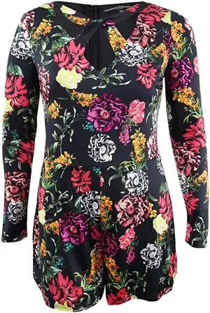 GUESS Women's Long Sleeve Laurena Romper, Room of Blooms, M