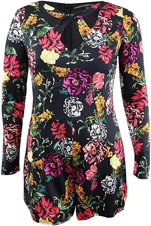 GUESS Women's Long Sleeve Laurena Romper, Room of Blooms, M
