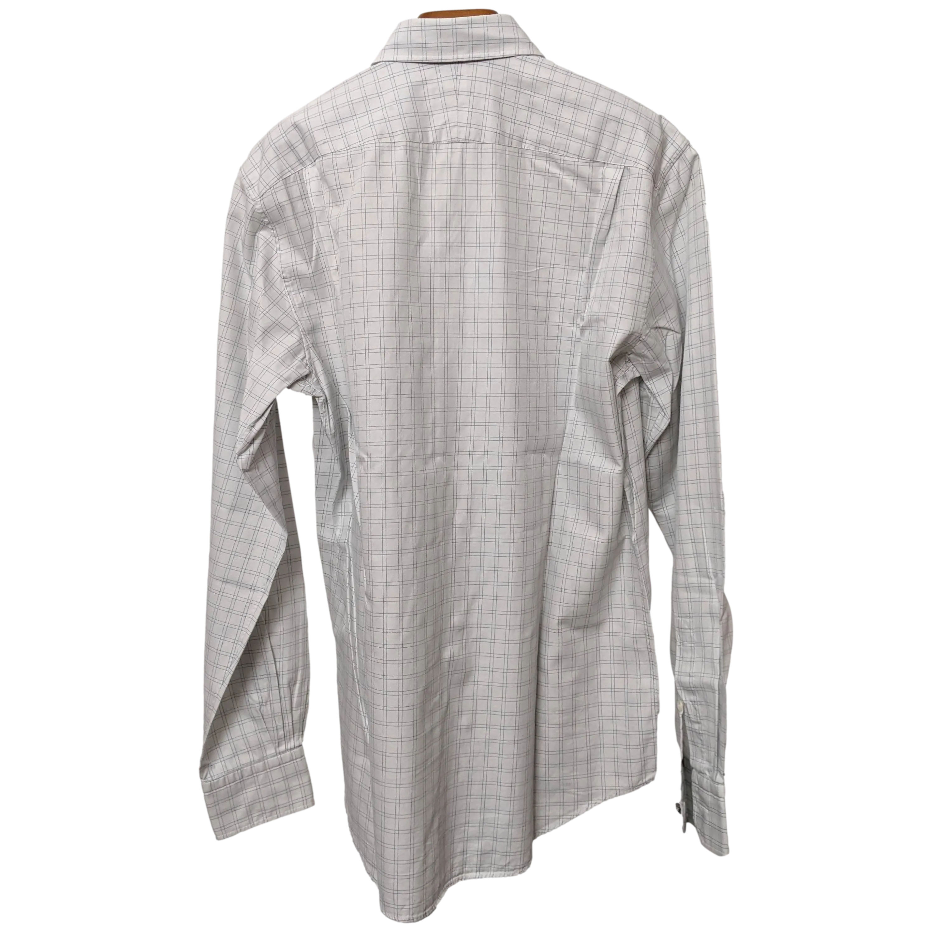 Hermes Men's Plaid Blue Cotton Long Sleeves Shirt, Sz40, New!