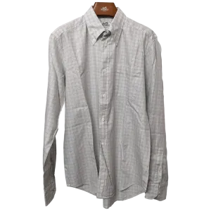 Hermes Men's Plaid Blue Cotton Long Sleeves Shirt, Sz40, New!