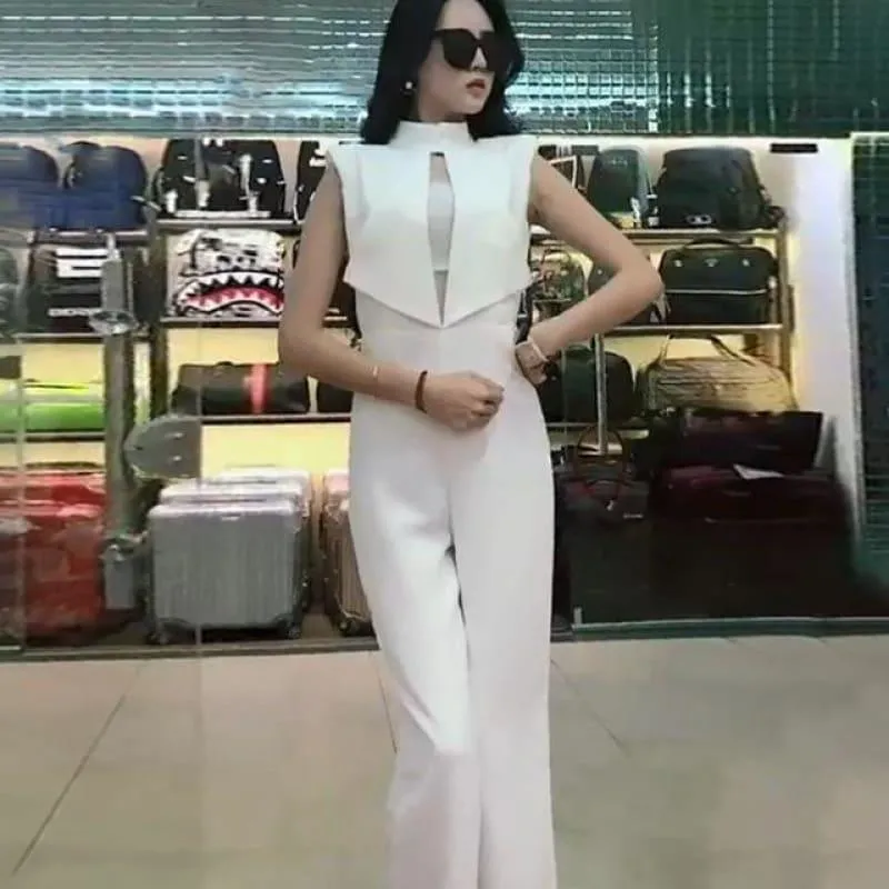 High Waist Maxi Wide Leg  Backless Sleeveless Jumpsuits