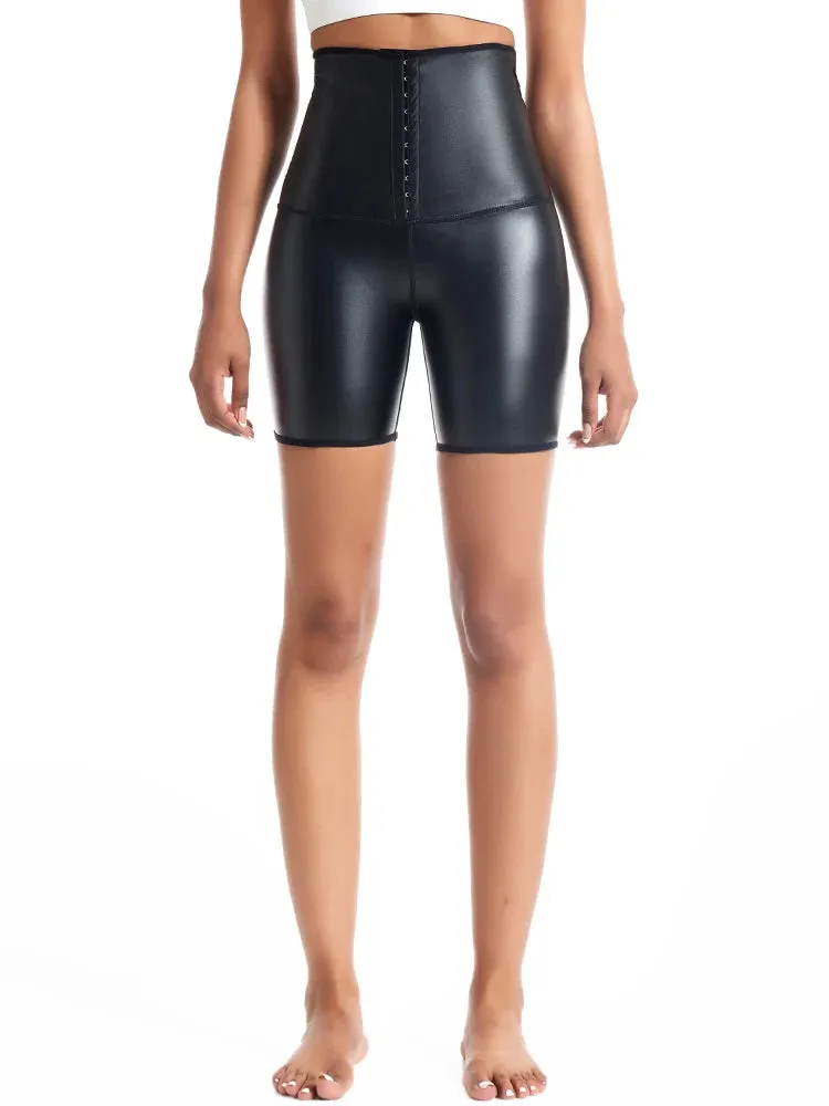 High Waisted Faux Leather Shorts