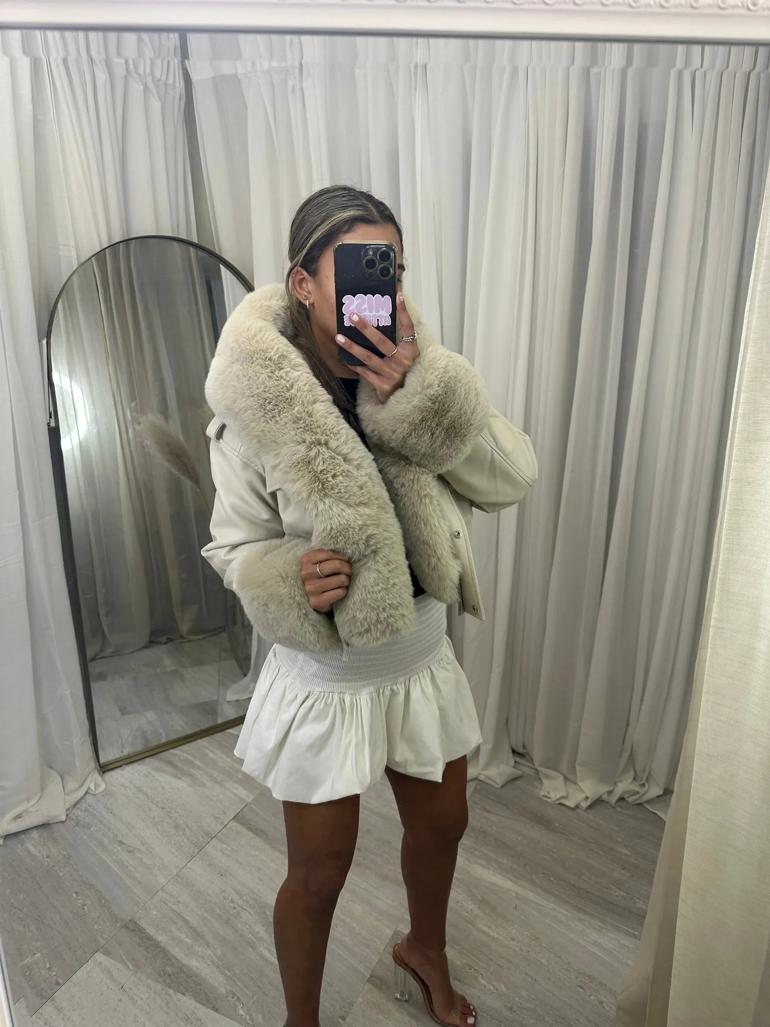 Hooded faux fur jacket