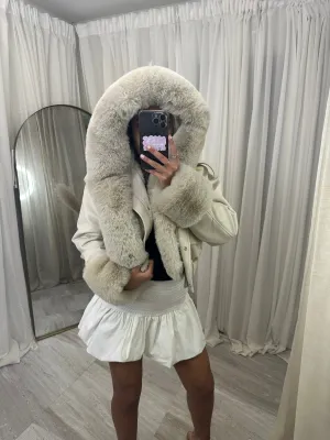 Hooded faux fur jacket