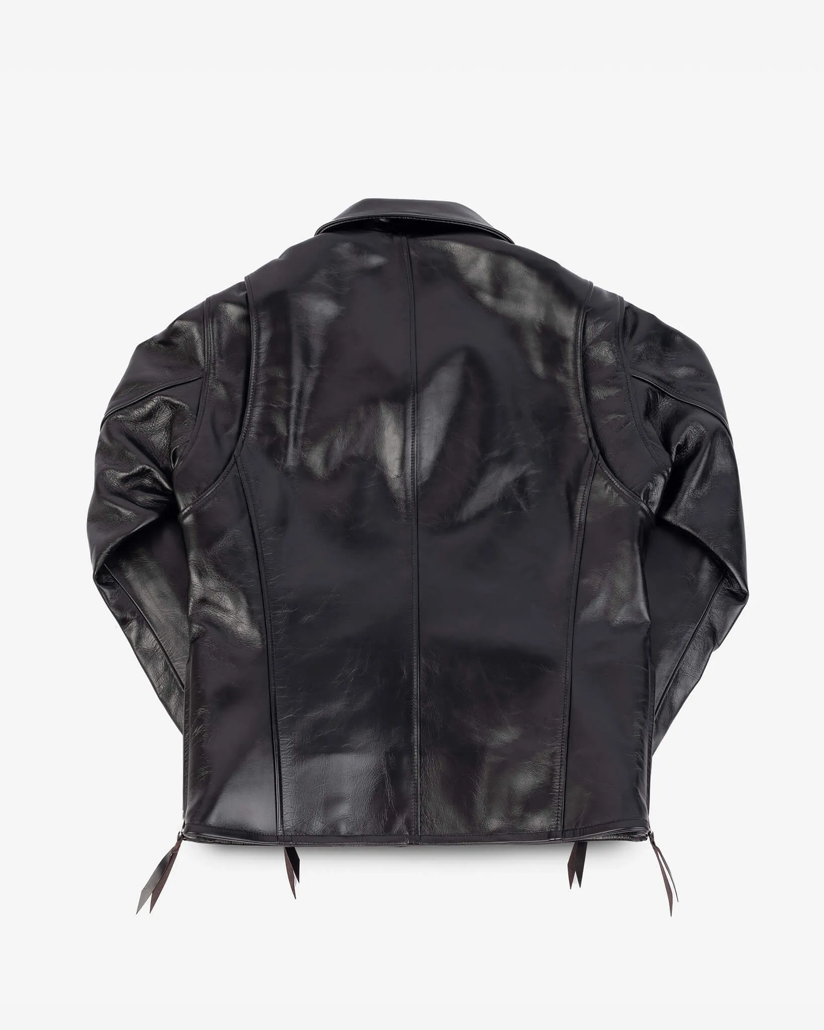 Japanese Horsehide Rider’s Jacket with Collar - Black (Tea-Core Dyed)
