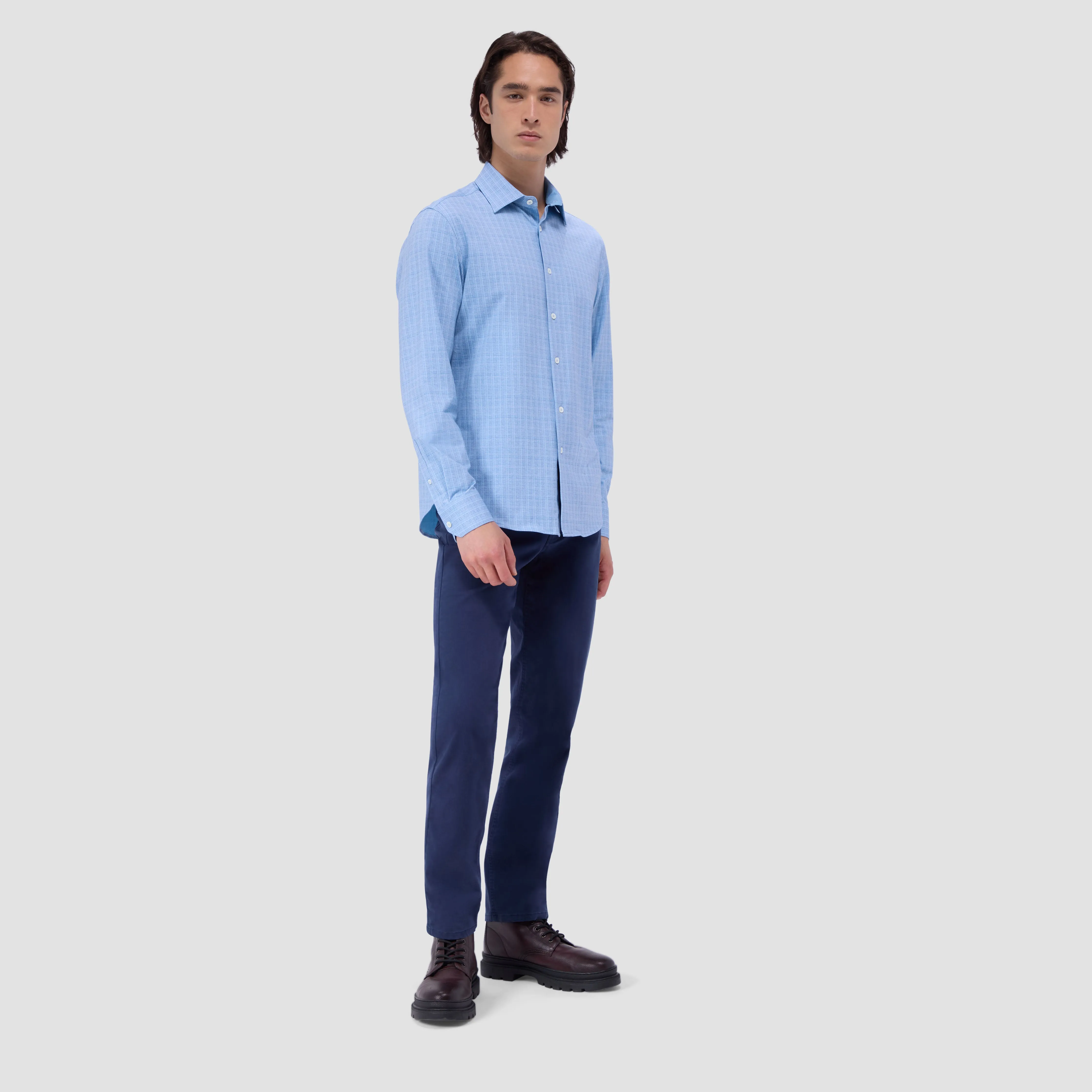 Jimmy Double Sided Plaid/Herringbone OoohCotton Shirt