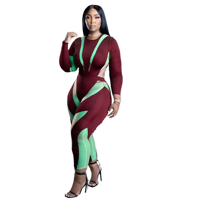 Jumpsuits Casual Crew Neck Printed Plus Size