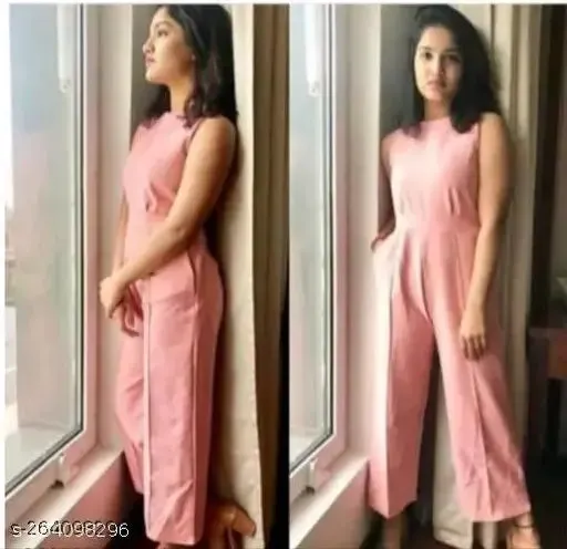 Jumpsuits for women pheach colJumpsuits peach colour packwomenour  jumpsuits butifly Jumpsuits KRISHNA NO1 FASHION round Neck Sleeveless Solid Pleated Regular Jumpsuit  jumpsuits for women