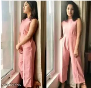Jumpsuits for women pheach colJumpsuits peach colour packwomenour  jumpsuits butifly Jumpsuits KRISHNA NO1 FASHION round Neck Sleeveless Solid Pleated Regular Jumpsuit  jumpsuits for women
