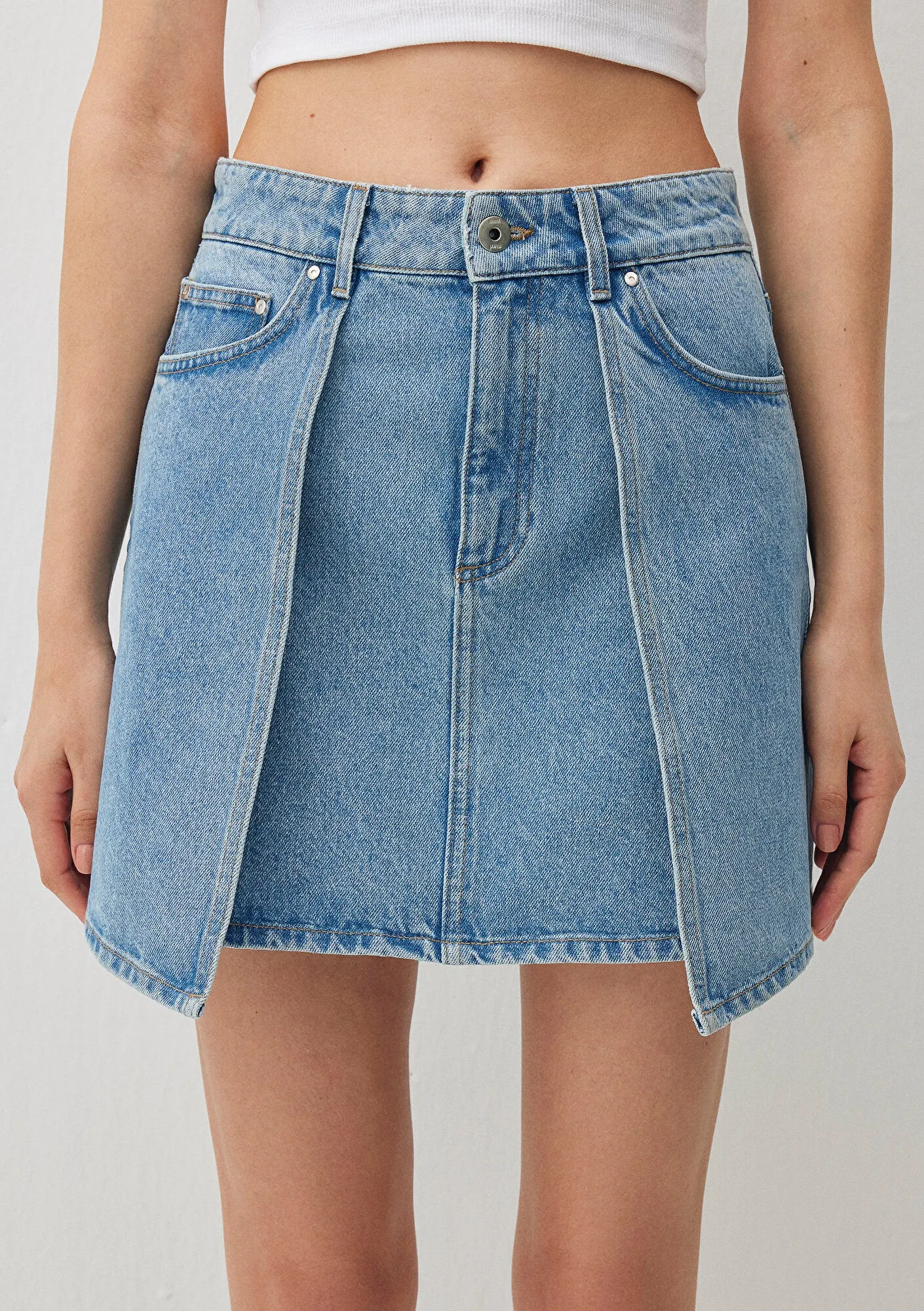 Jun Light Blue Denim  Jean Skirt