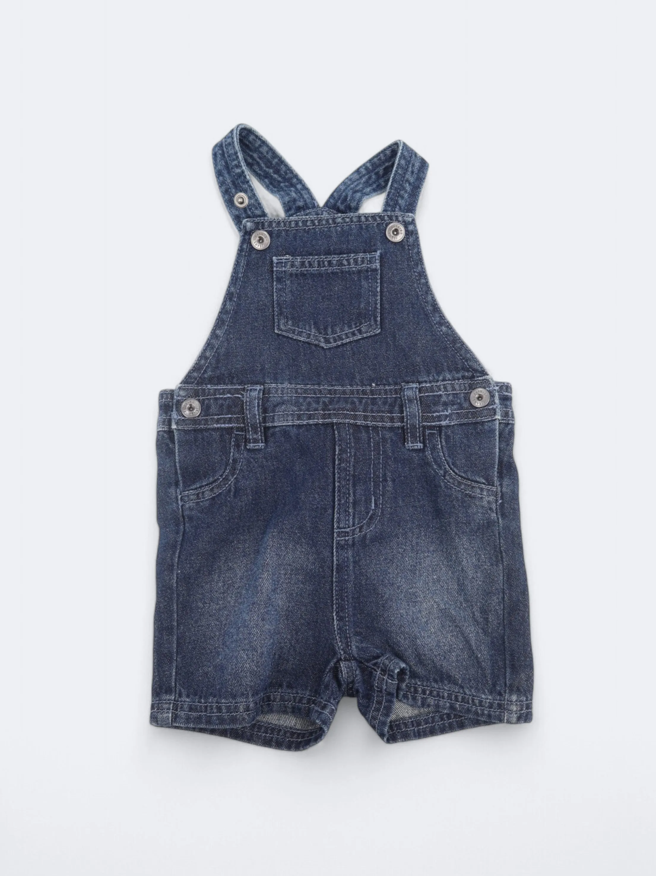Kid's Girl's Washed Denim Jumpsuit,Dark Blue