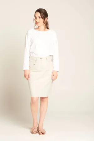 Kiera Twill Skirt in Beige