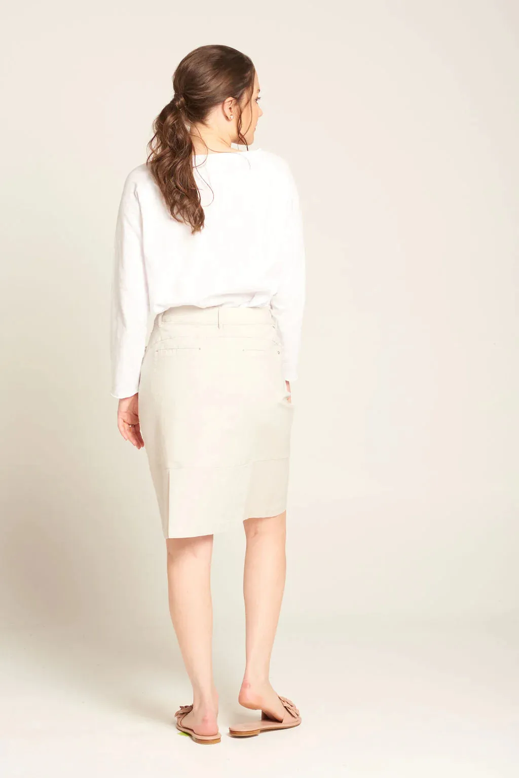 Kiera Twill Skirt in Beige