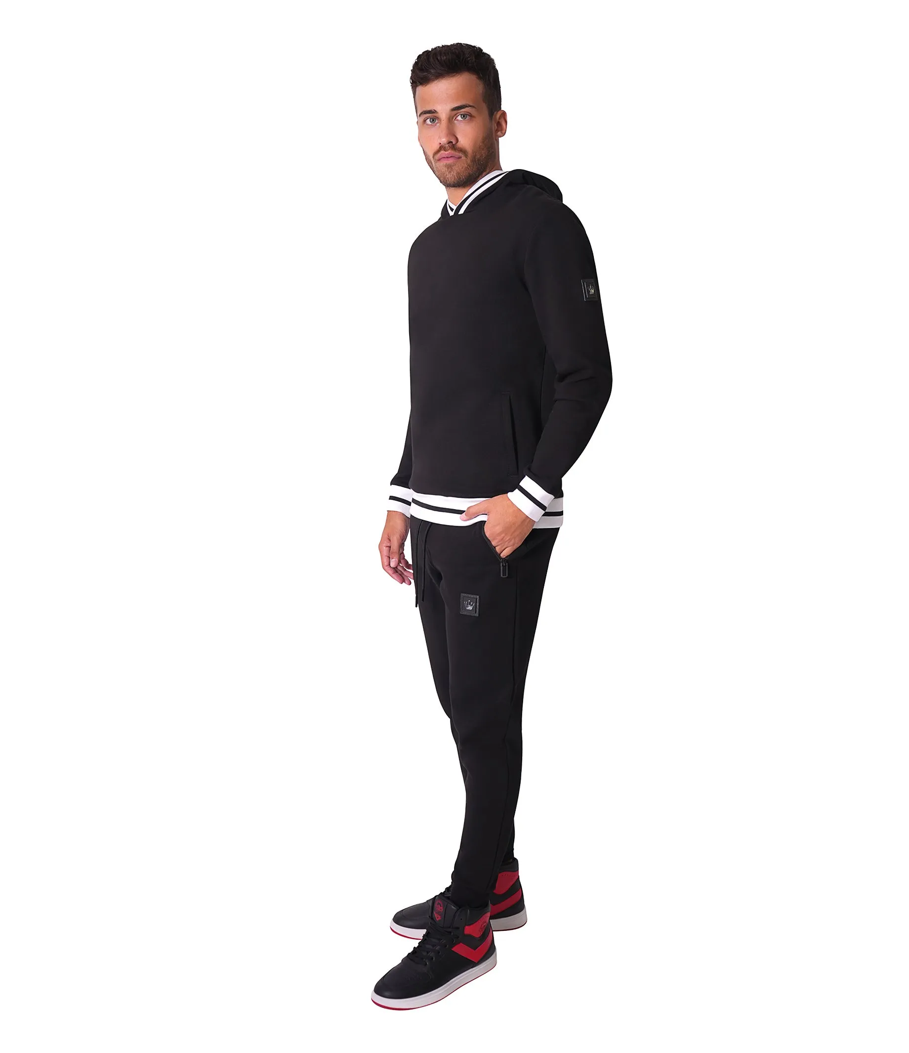 Kiwi Rib Stripes Black Hoodie