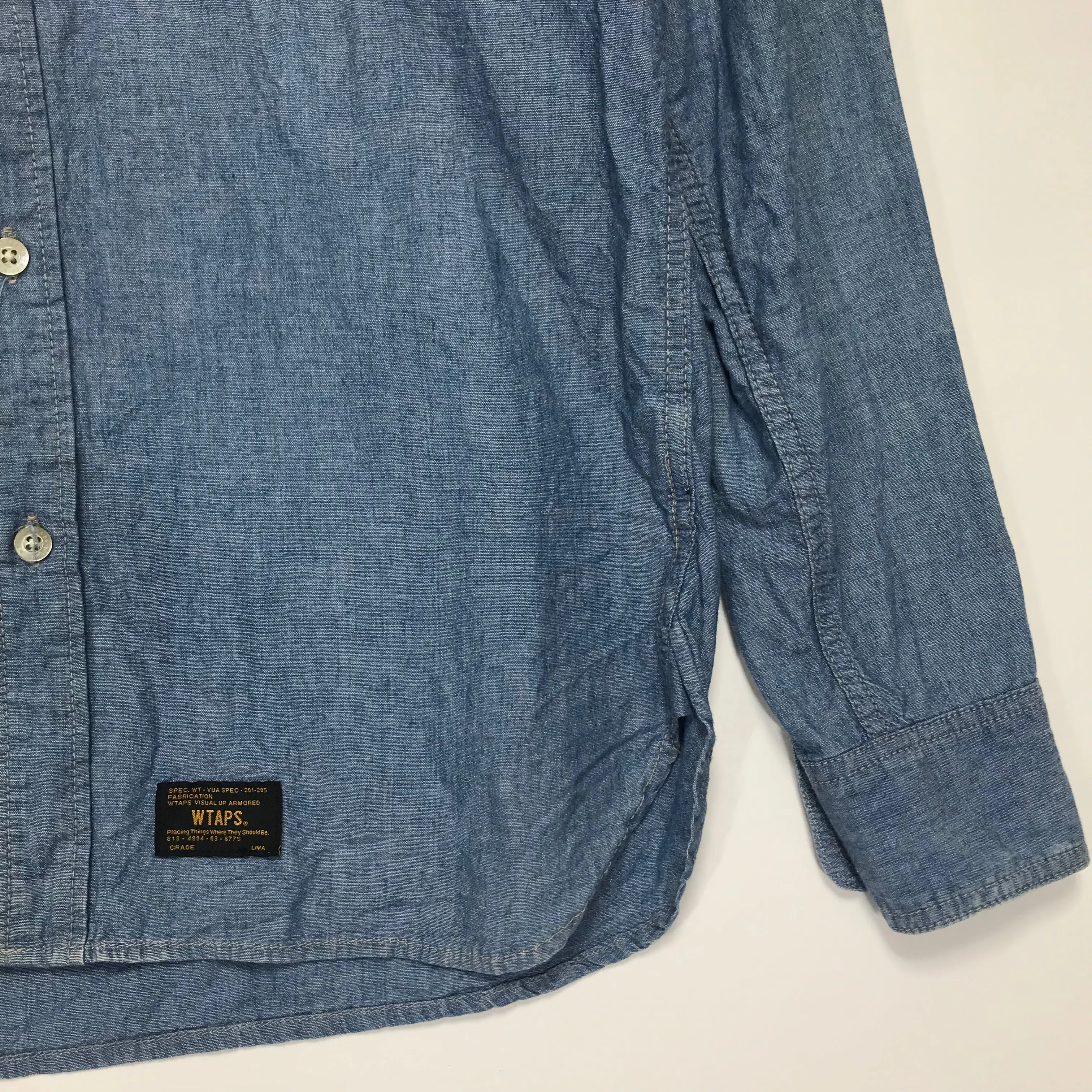 [L] WTaps 14AW Cell L/S Chambray Shirt Blue