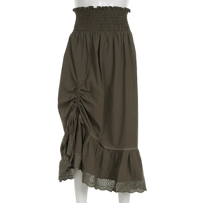 Lace stitching A -line skirt