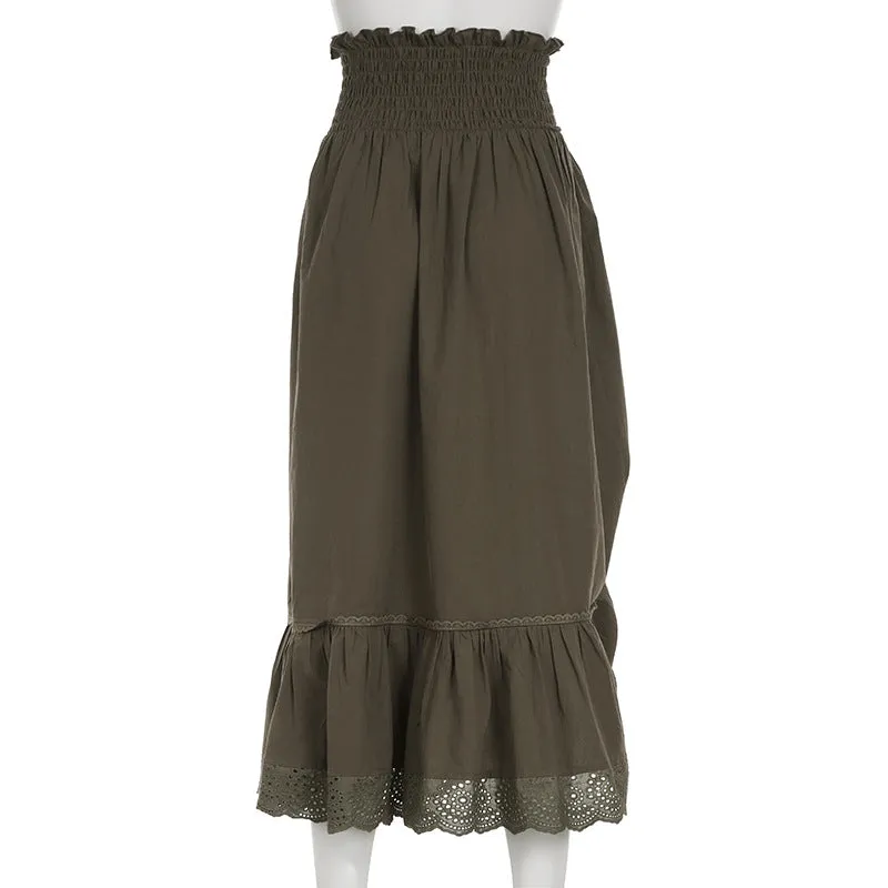 Lace stitching A -line skirt