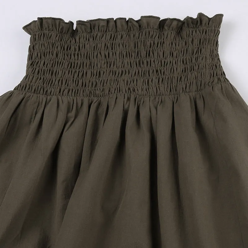 Lace stitching A -line skirt