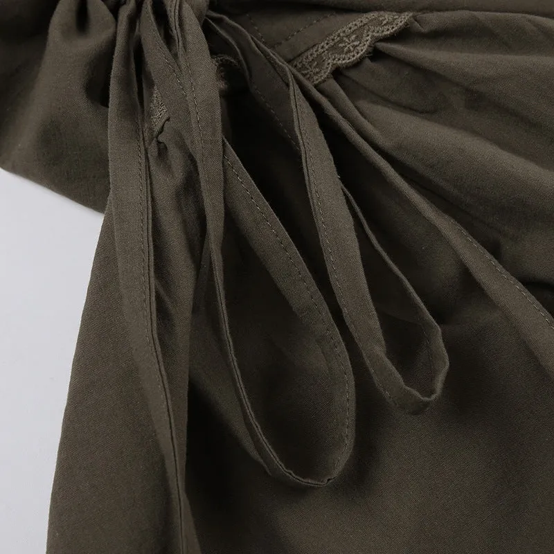 Lace stitching A -line skirt
