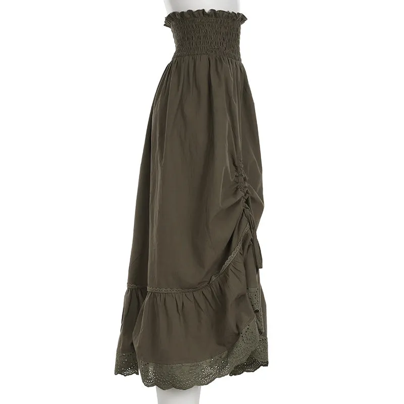 Lace stitching A -line skirt