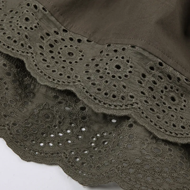 Lace stitching A -line skirt