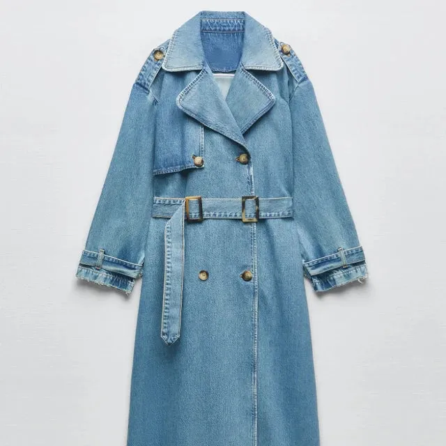 Ladies jeans trench coat modern