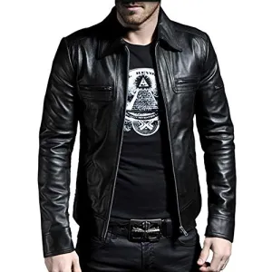 Laverapelle Men's Genuine Lambskin Leather Jacket (Black, Large, polyester Lining) - 1501200
