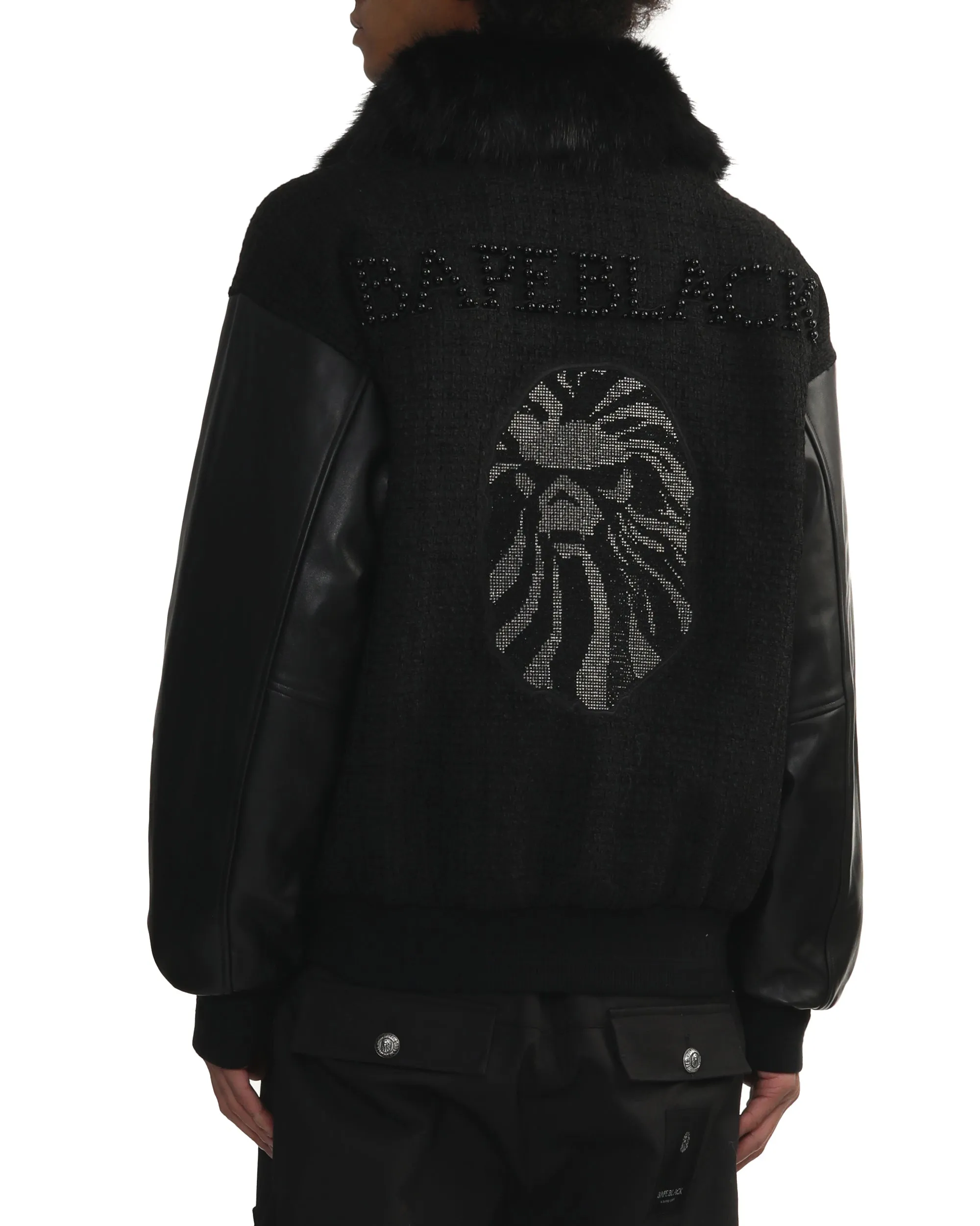 Leather sleeve varsity jacket