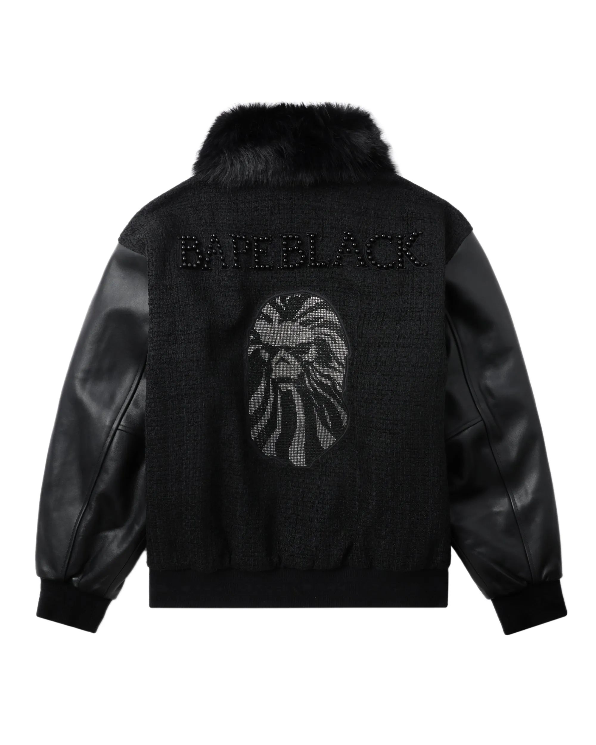 Leather sleeve varsity jacket