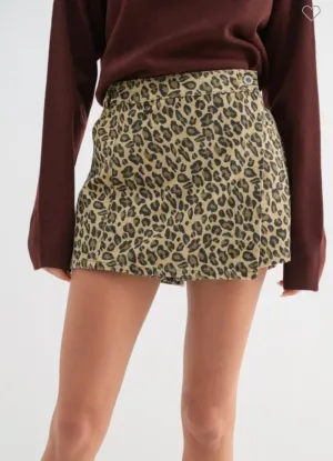 Leopard Denim Skort