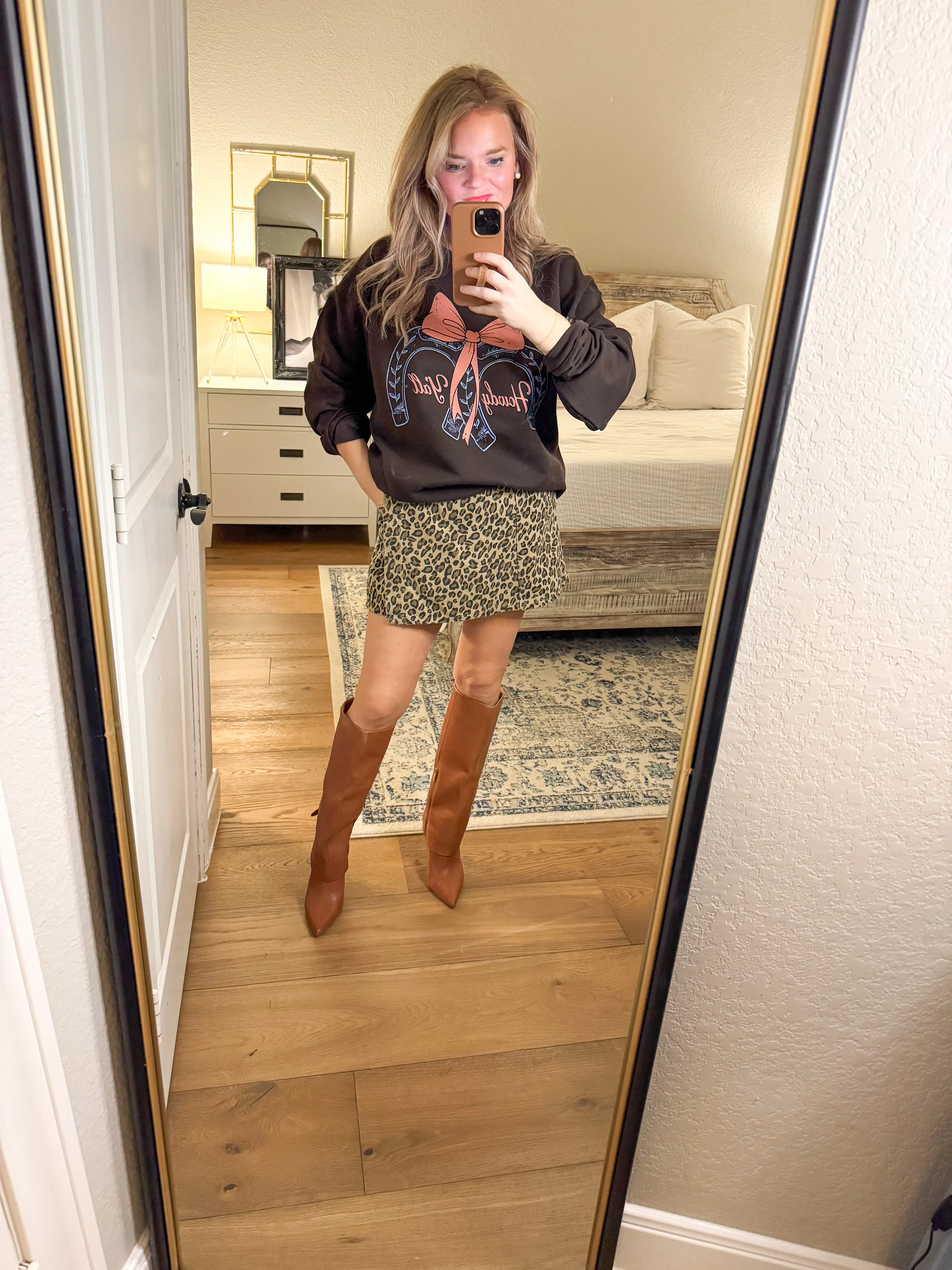 Leopard Denim Skort