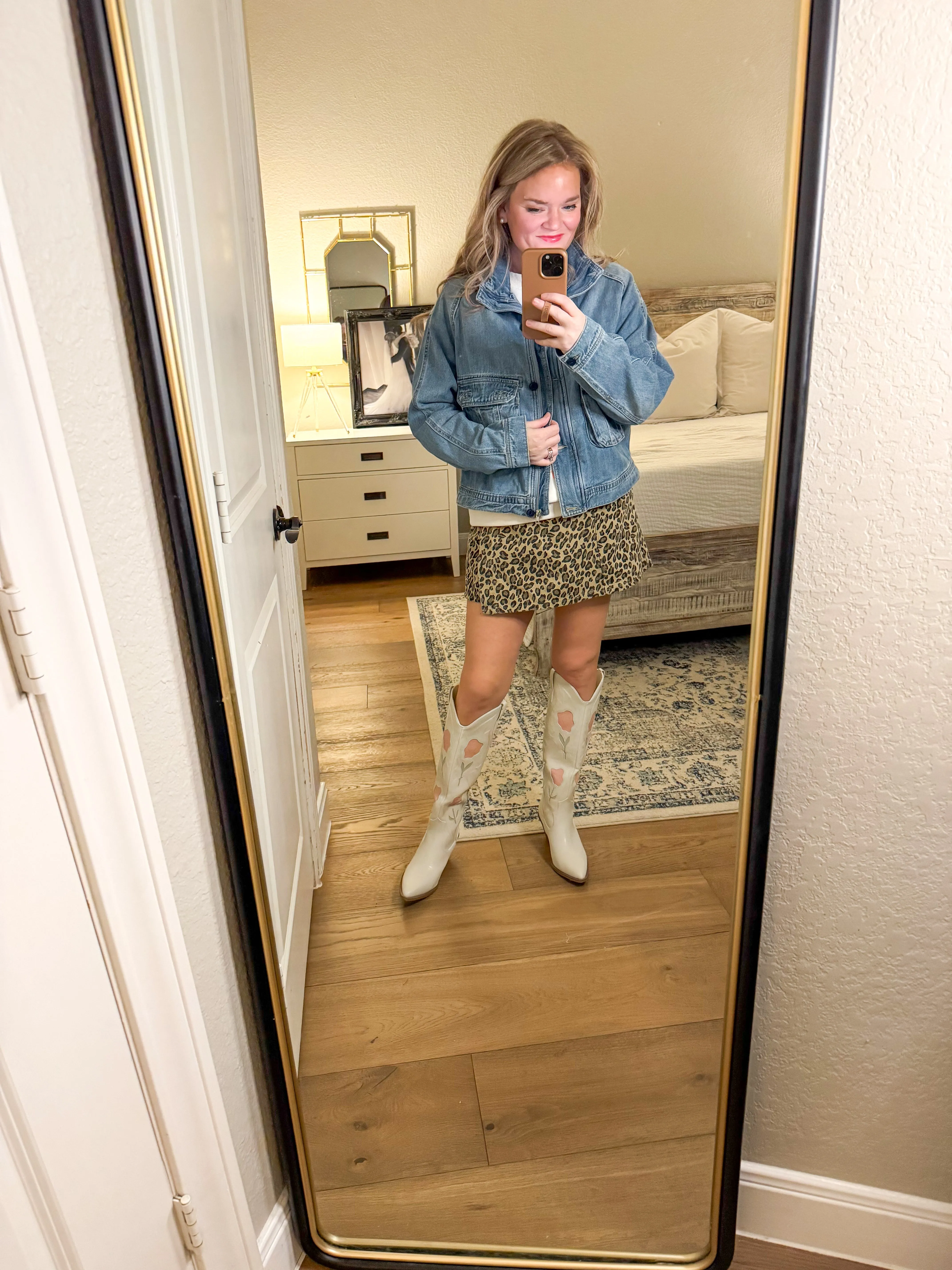 Leopard Denim Skort