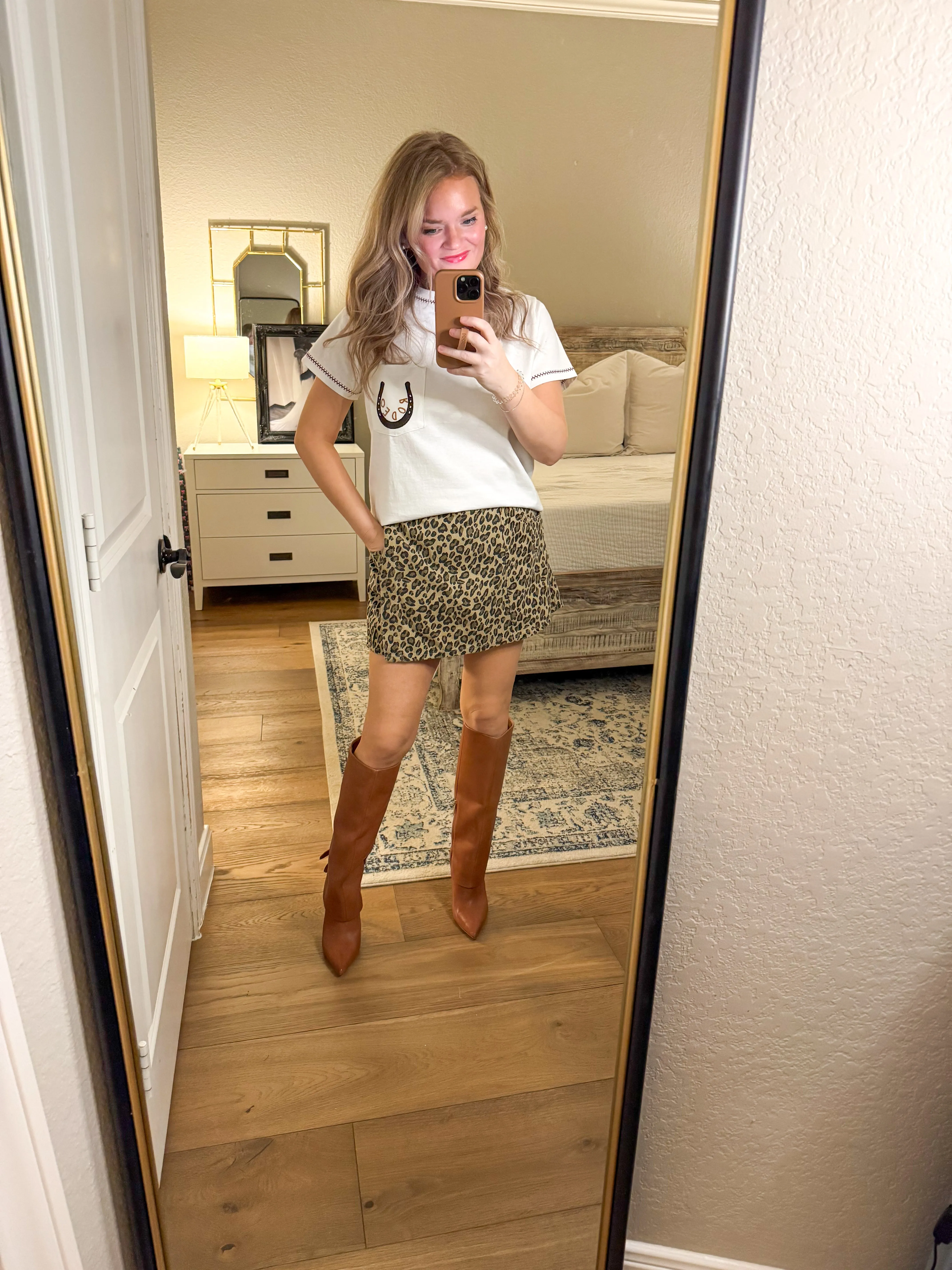 Leopard Denim Skort