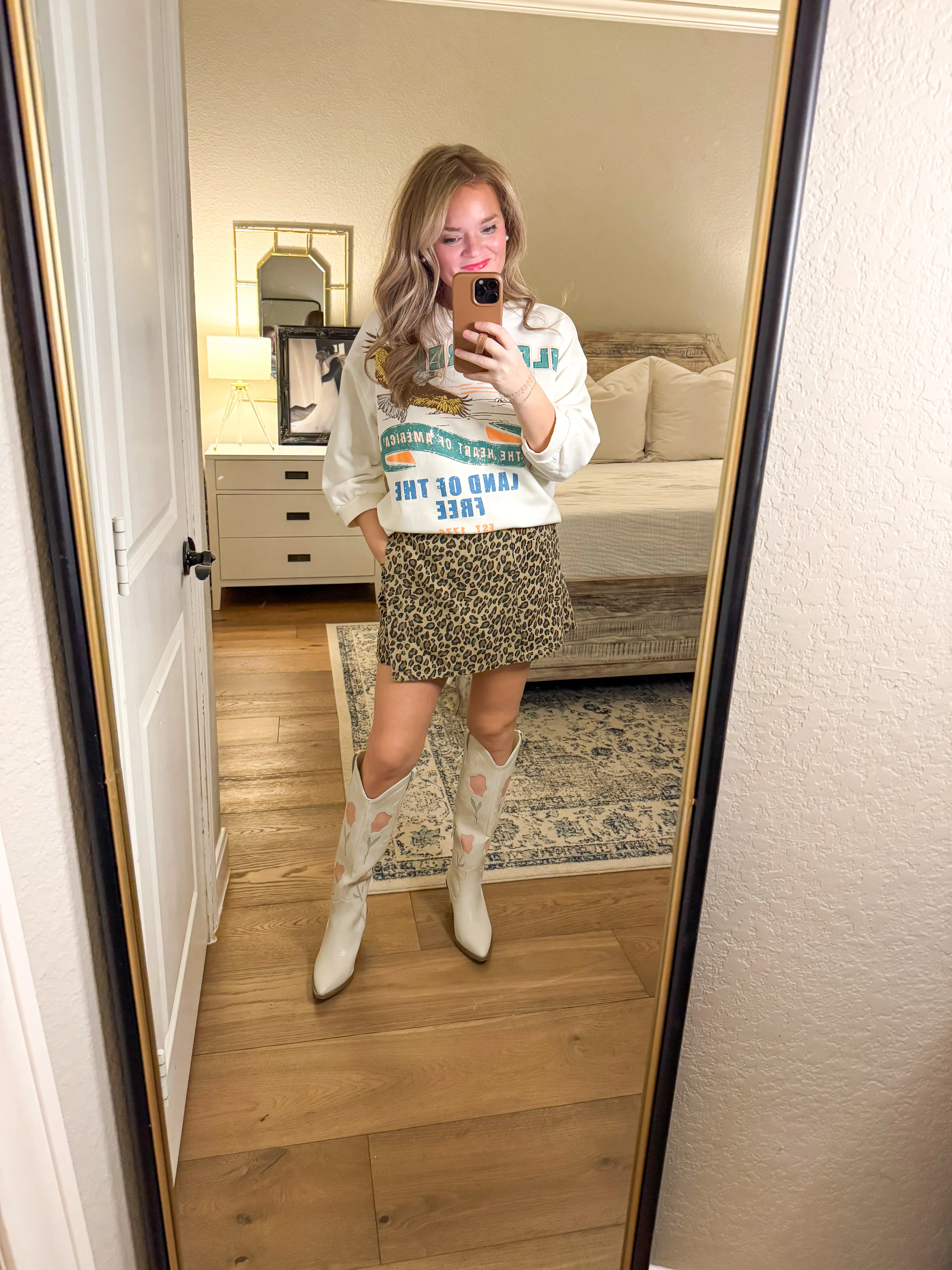 Leopard Denim Skort