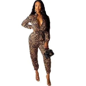Leopard Print Casual Jumpsuit For Women