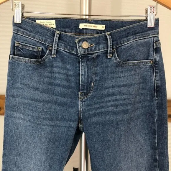 LEVI'S Premium Big E 710 Super Skinny Reproduction Medium Wash Denim Jeans Sz 28