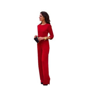 Long Jumpsuits Red Maxi bodysuit Overalls Backless Women Jumpsuits ladies Monos For Women Monos Largos De Mujer