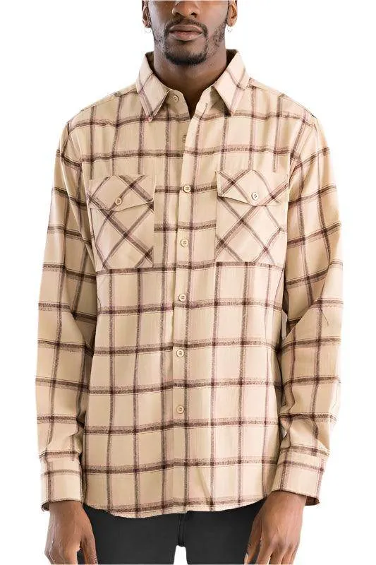 Long Sleeve Flannel Full Plaid Checkered Shirt