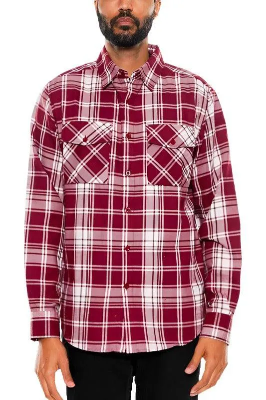 Long Sleeve Flannel Full Plaid Checkered Shirt