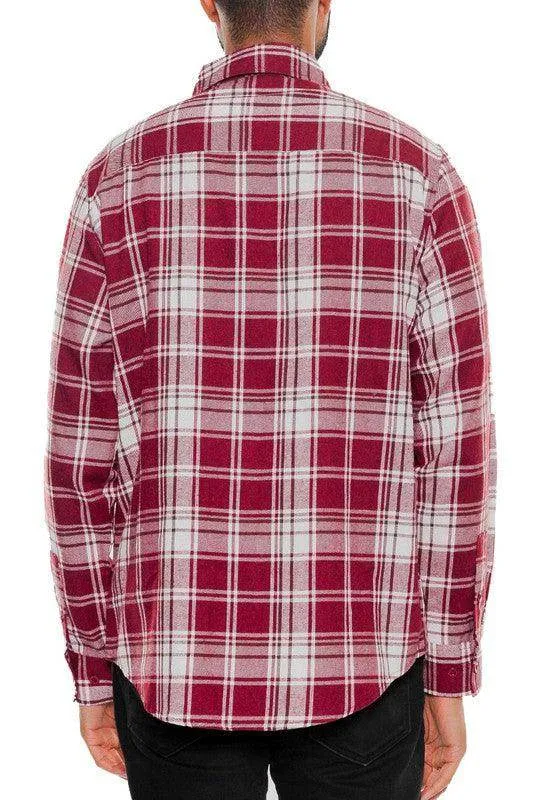 Long Sleeve Flannel Full Plaid Checkered Shirt