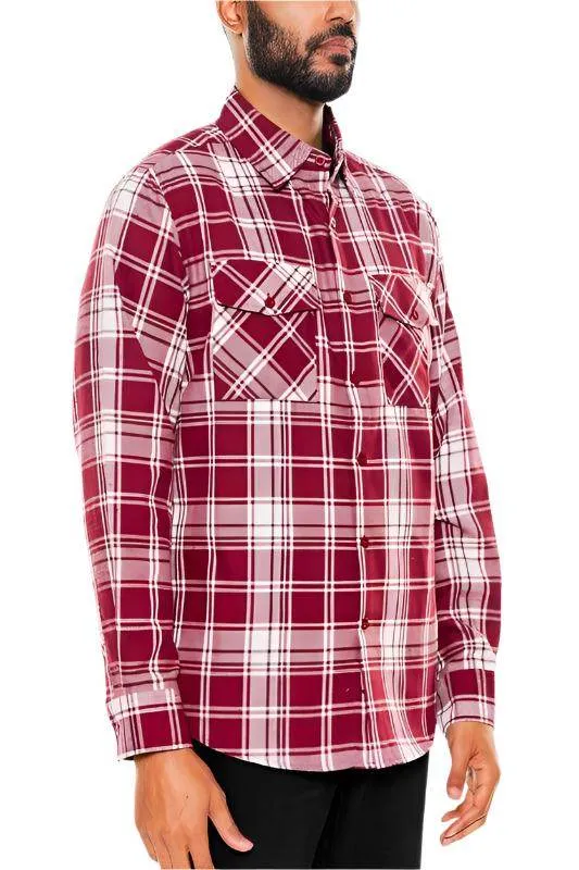 Long Sleeve Flannel Full Plaid Checkered Shirt